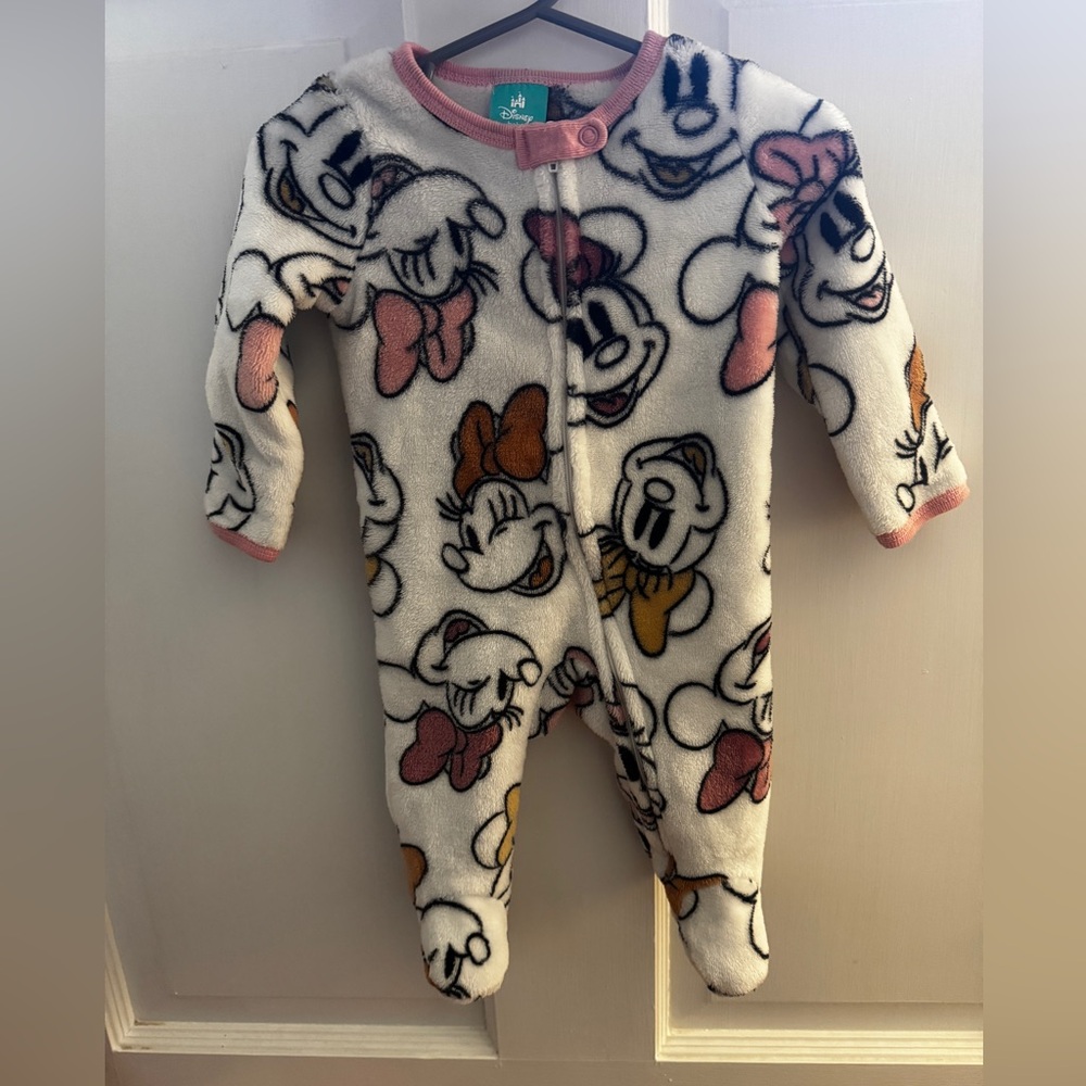 Disney Kids Footie Pajama - White with Pink and Black